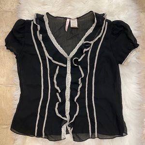 Black and white lace blouse